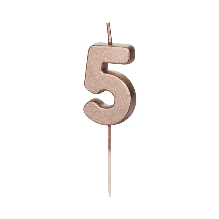 Dortová svíčka rose gold číslo 5