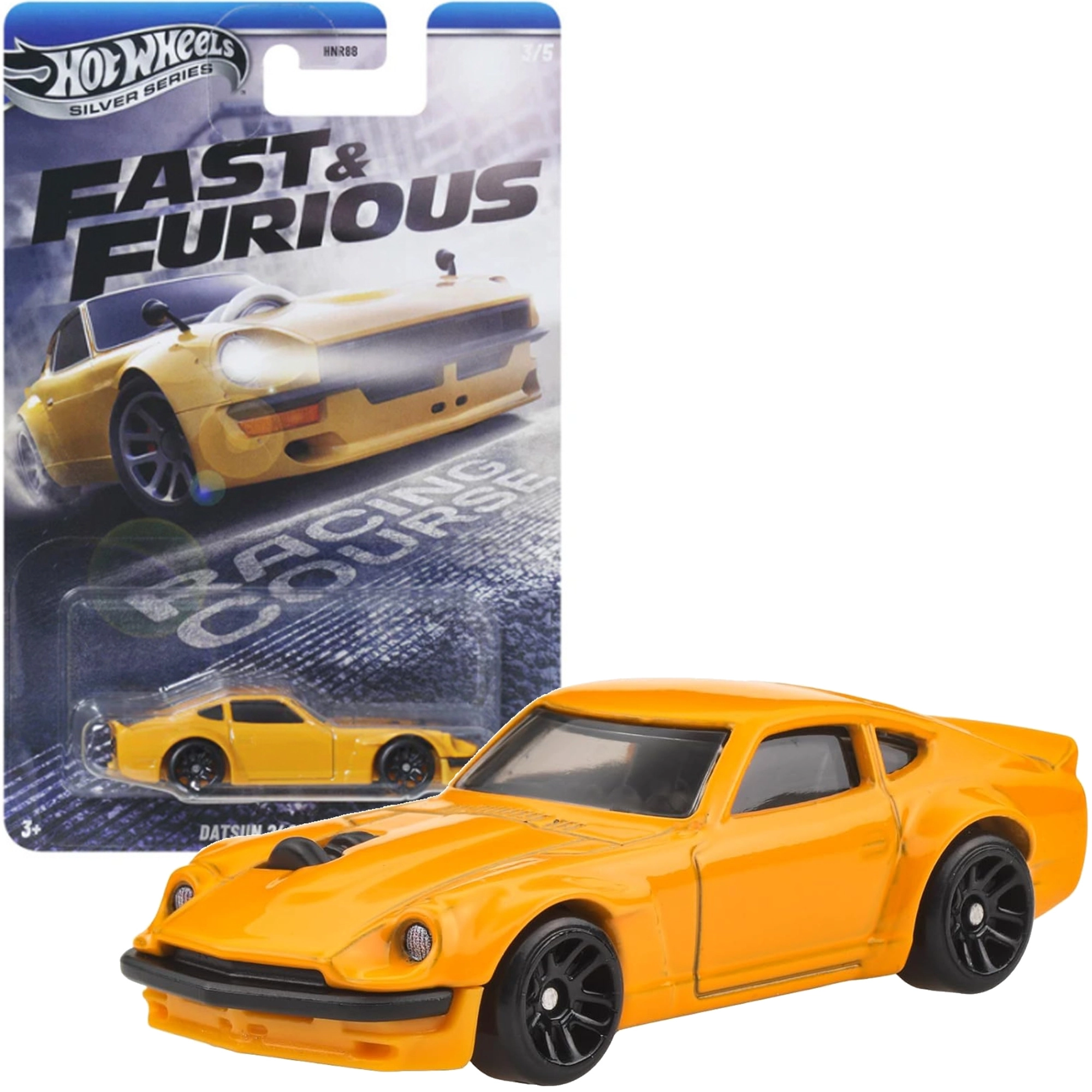 Hot Wheels Fast & Furious Datsun 240Z žlutý model 1:64, 6,5 cm