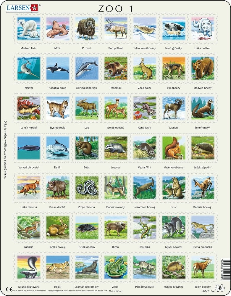 Puzzle larsen zvířata severní polokoule
