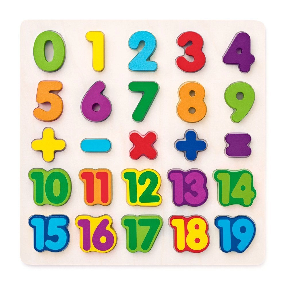 Levně Woody puzzle číslice masivní na desce