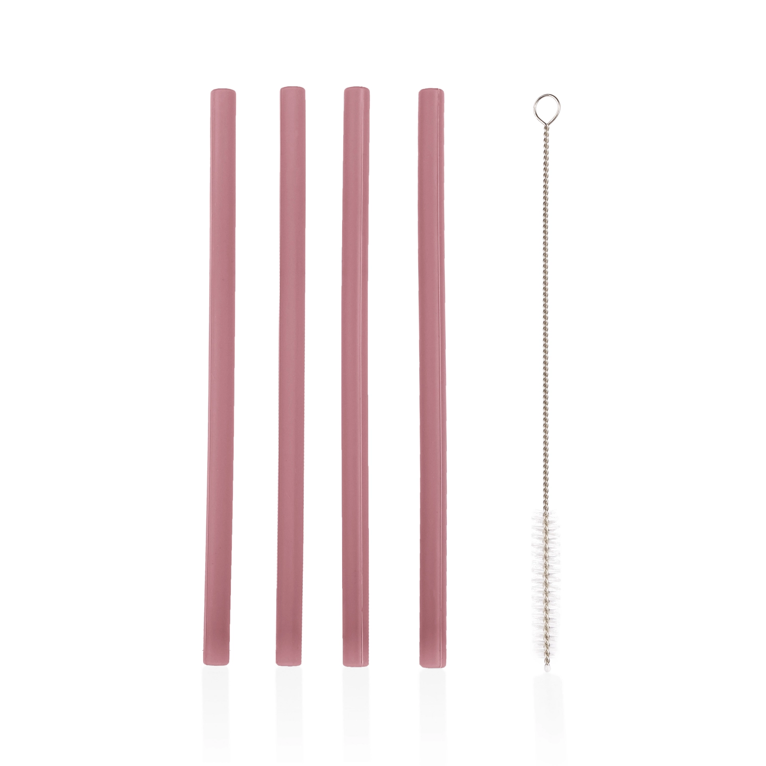 Zopa Silicone Straw silikonové brčko + kartáč 6 m+ Old Pink 4 ks