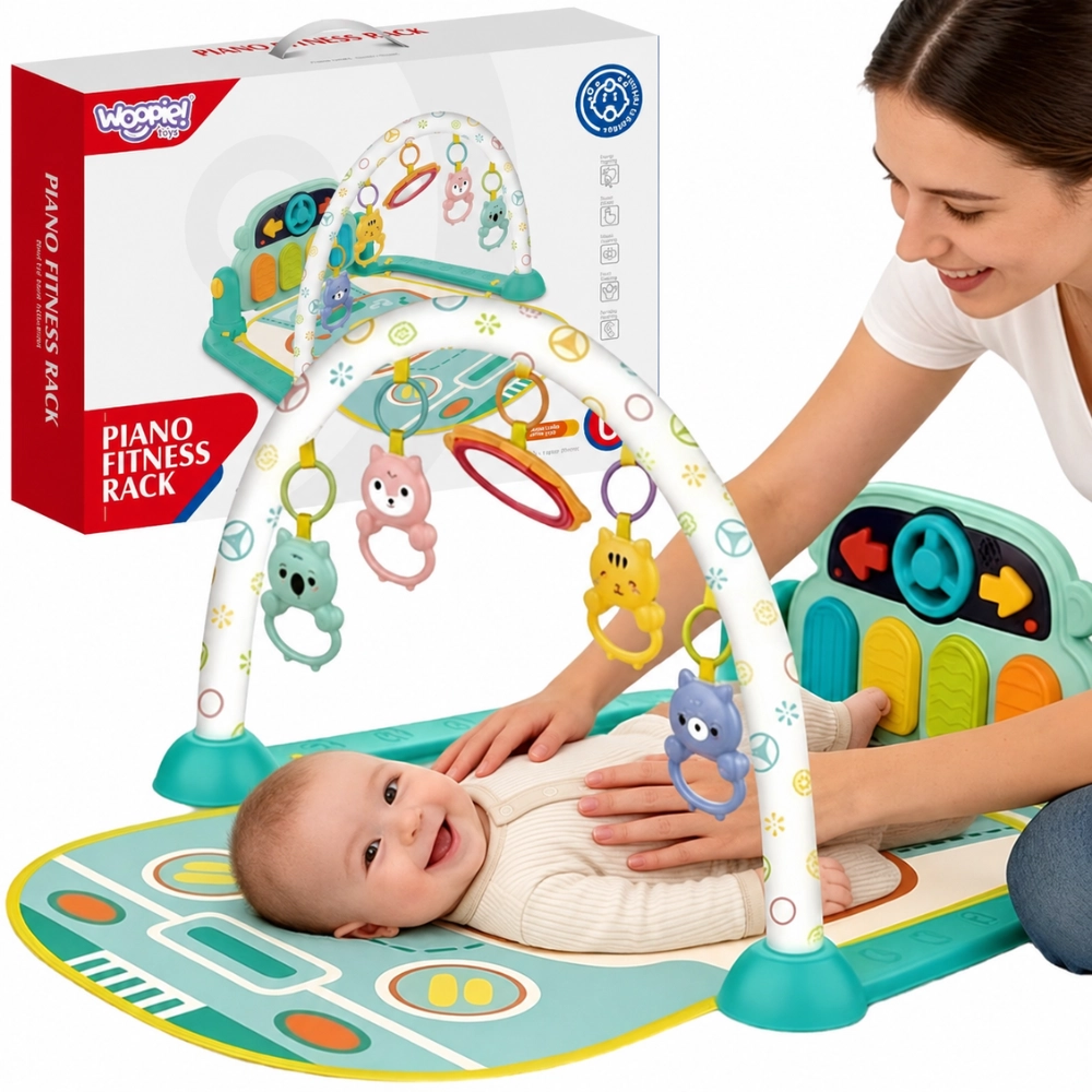 Woopie Baby interaktivní hrací deka s piánkem a hrazdičkou, 10 dílů, zvuky