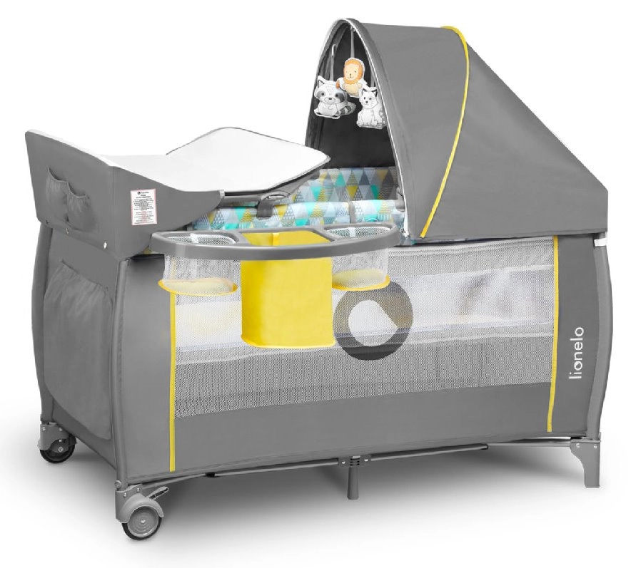 LIONELO Postýlka cestovní Sven Plus – Yellow Scandi