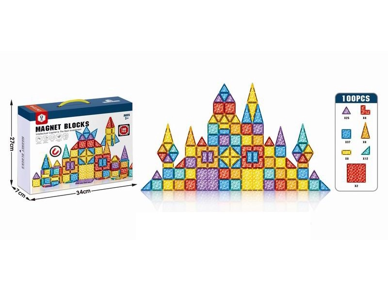 Magnetické 3D stavebnice, 100 dílků