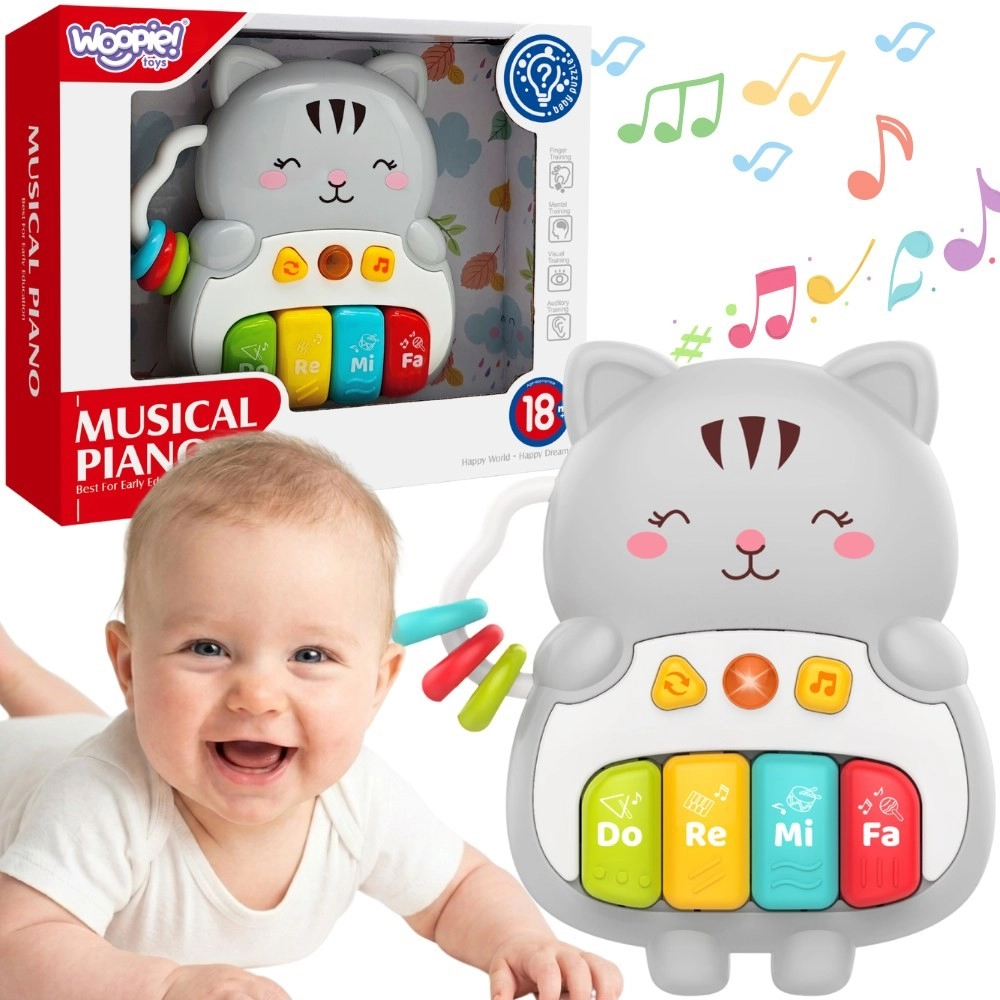 Woopie interaktivní piano koťátko se světlem a zvuky