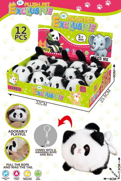 Plyšový natahovací přívěsek panda 10,5 cm
