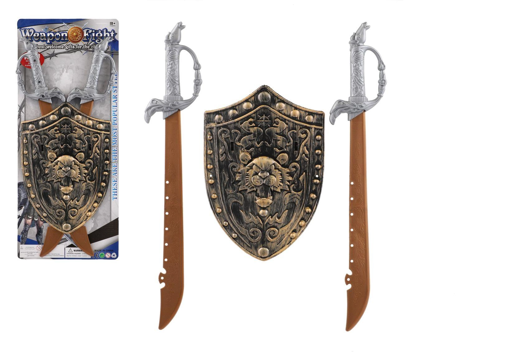Rytířský set pro děti – 2 meče a zdobený štít