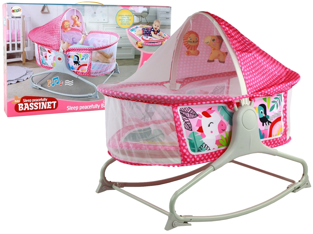Levně shumee Dětská podložka Bed Rocker 2v1 Sounds Vibrations Pink