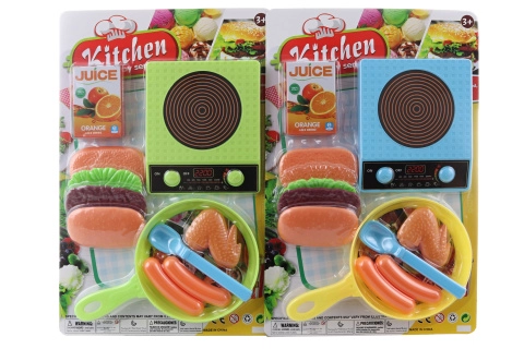 Sada dětské kuchyňky s vařičem, pánvičkou a jídlem