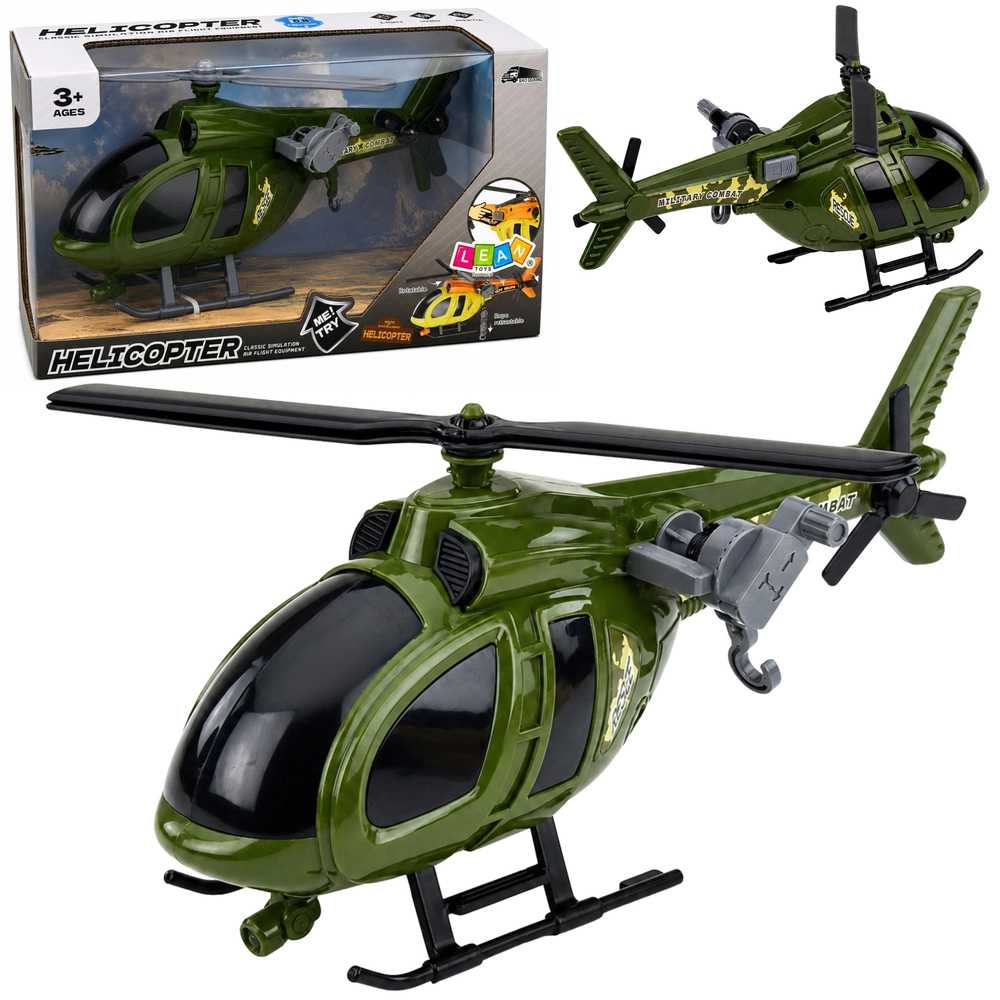 Vojenský helikoptéra na hraní se světly a zvuky, zelená