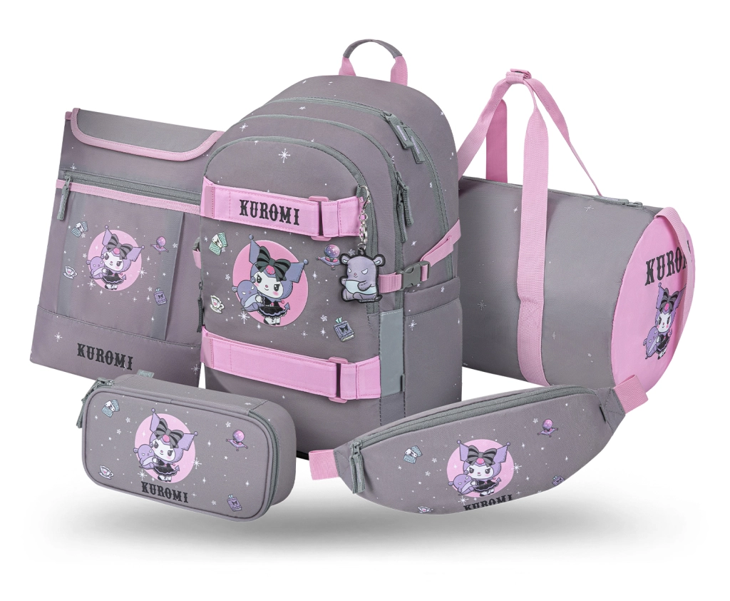 BAAGL SET 5 Skate Kuromi Grey: batoh, penál, sportovní taška, ledvinka, obal na notebook GRS Presco Group