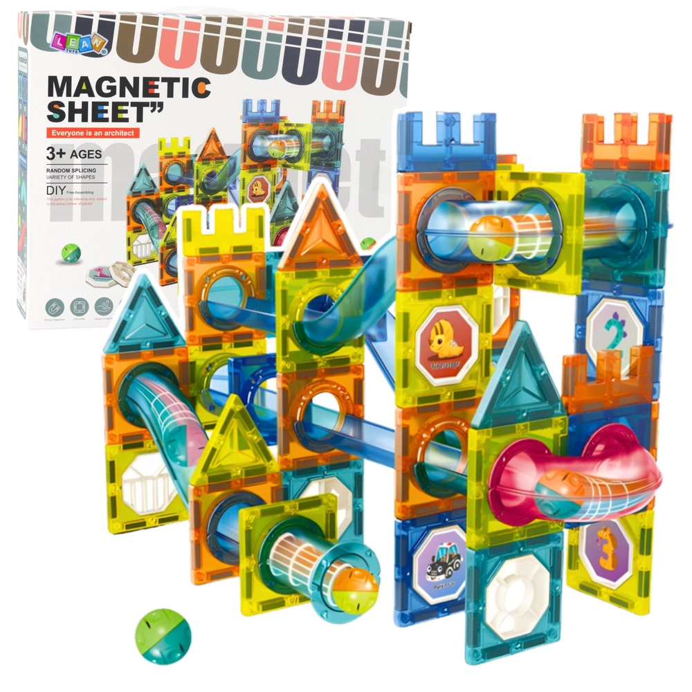 Magnetická stavebnice s kuličkovou dráhou 98 dílů