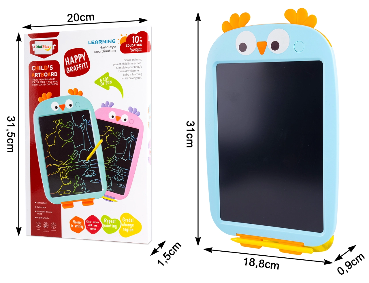 lcd kreslicí tabulka sovička modrá