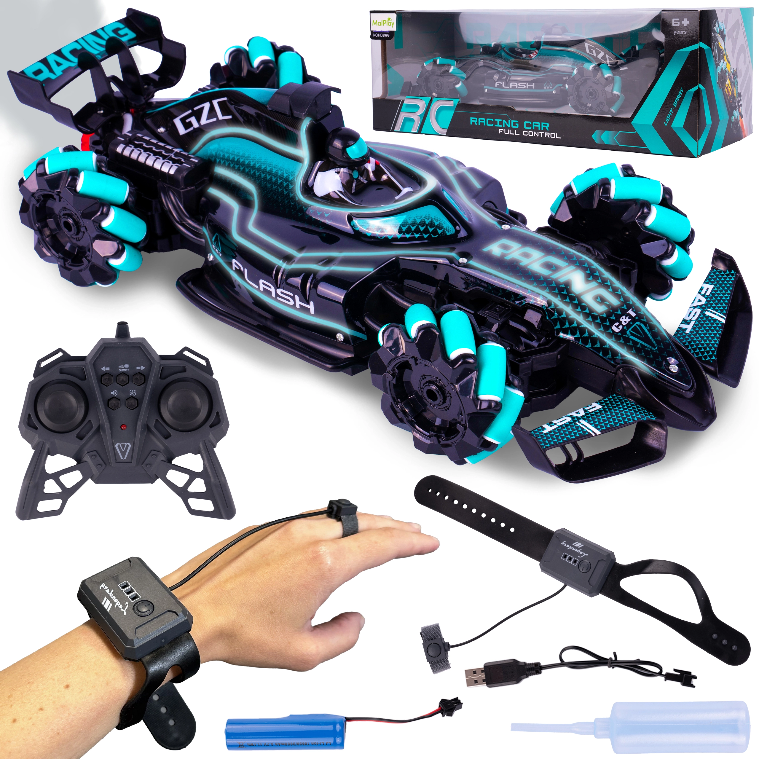 rc drift auto ovládané gesty ruky