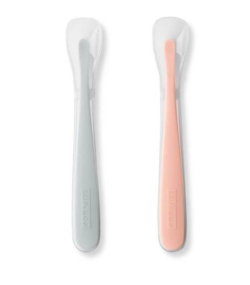 Skip Hop Lžičky silikonové Easy Feed Grey, Coral 2ks, 6m+