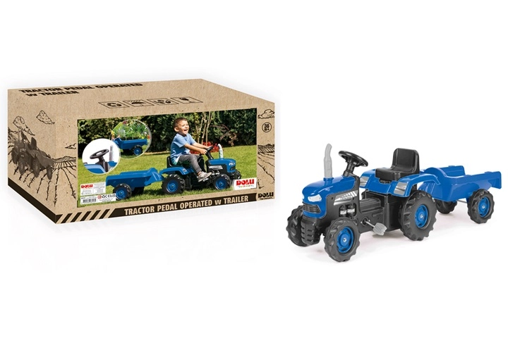 DOLU pedálový traktor s přívěsem modrý