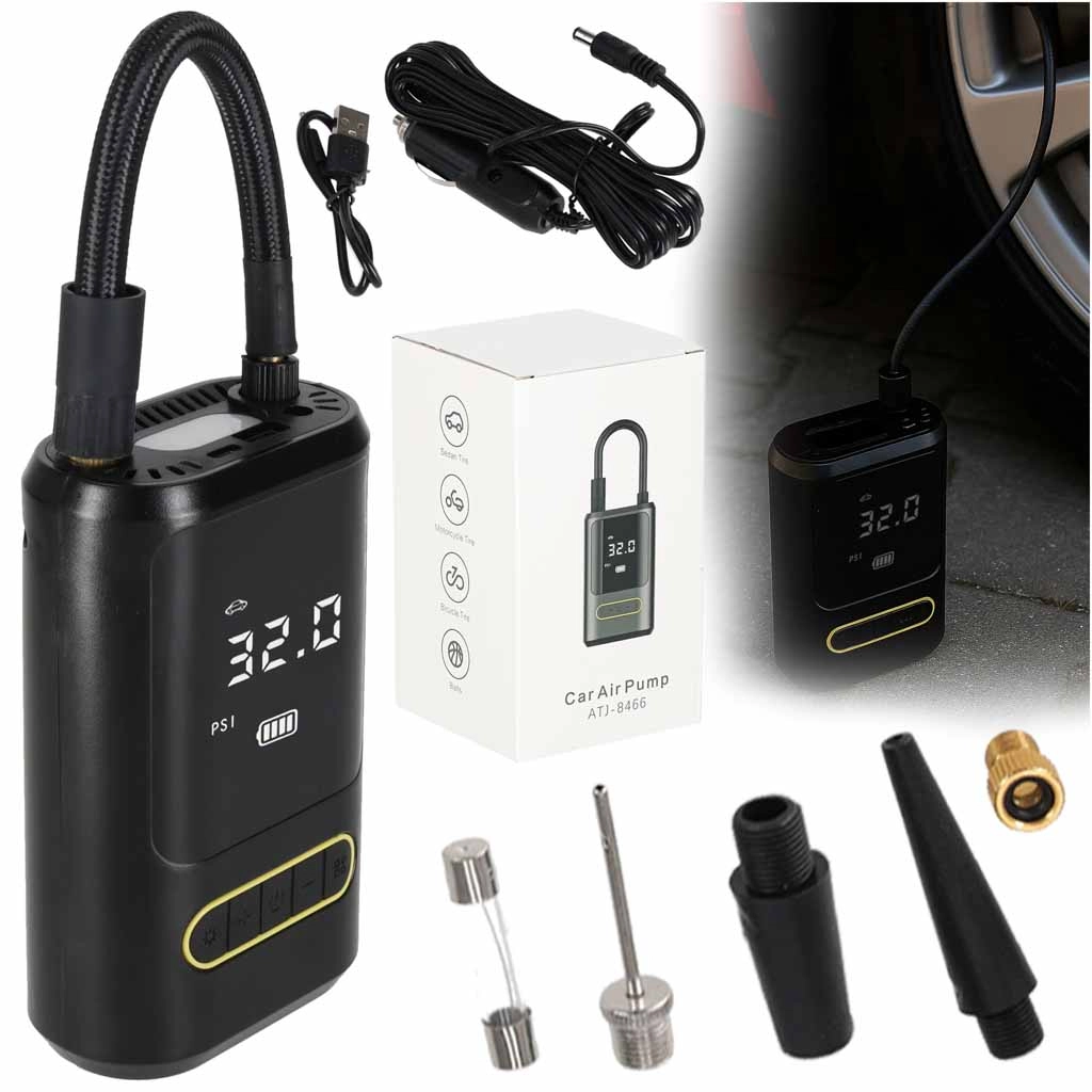 Elektrická přenosná pumpa a mini kompresor s powerbankou USB-C