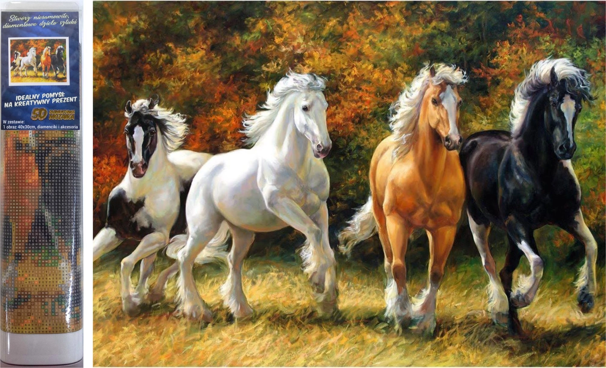 Norimpex Diamantové malování Cválající koně 30 x 40 cm