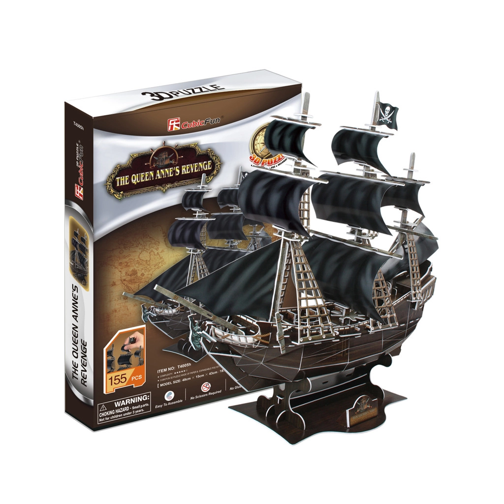 Levně CubicFun 3D puzzle pirátská loď Queen Anne's Revenge – 180 dílků