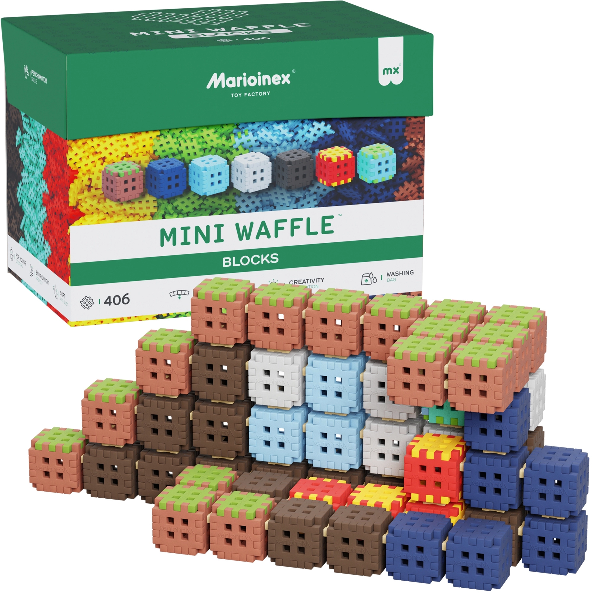 Stavebnice Mini Waffle Blocks 406 dílků Marioinex