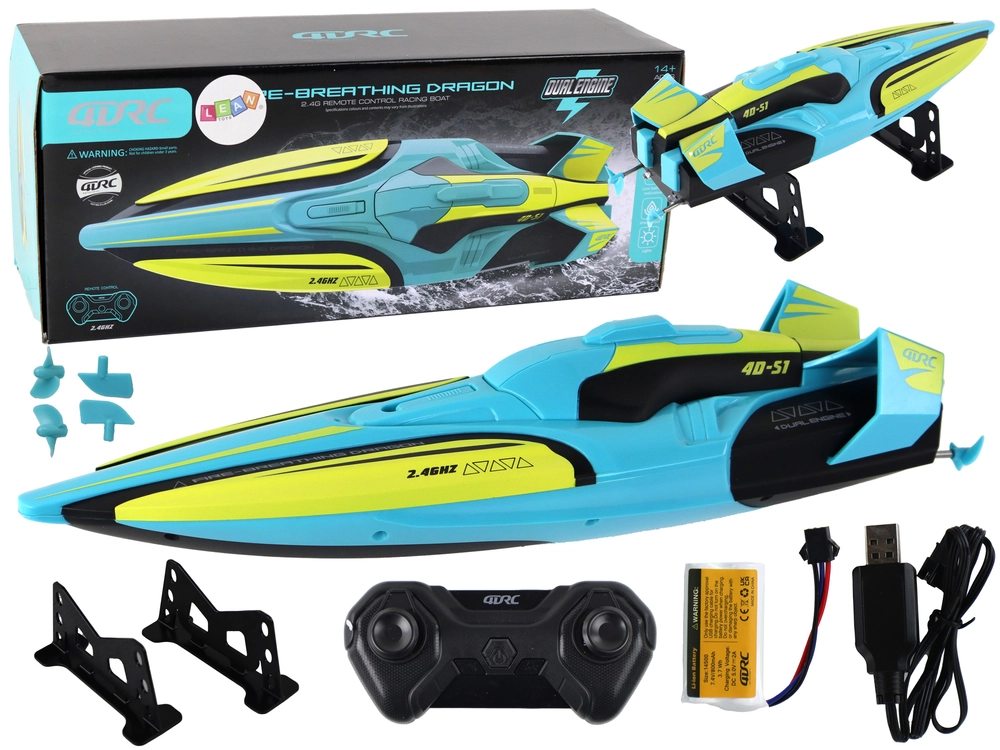 Vodní skútr RC 2.4G žlutý tyrkysový Vodotěsné dálkové ovládání