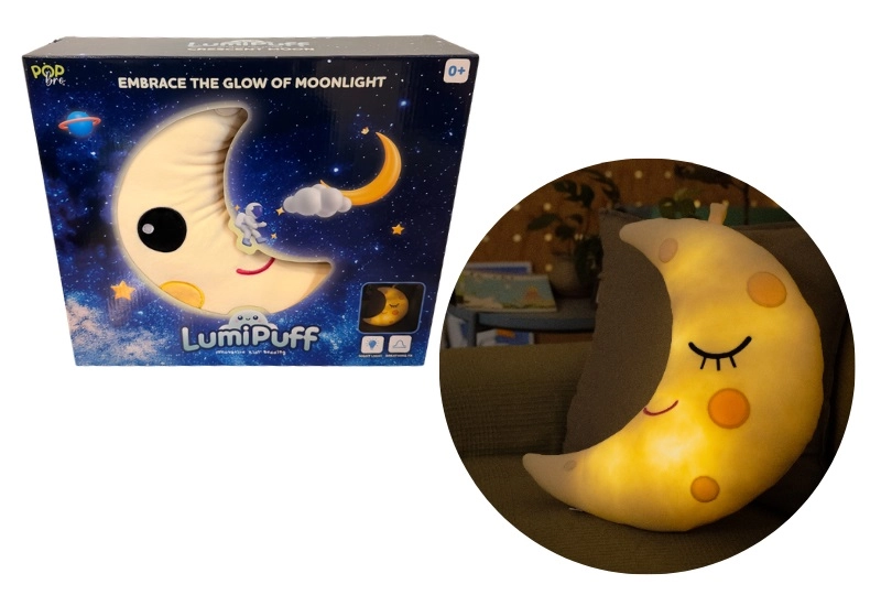 LumiPuff svítící polštářek ve tvaru půlměsíce