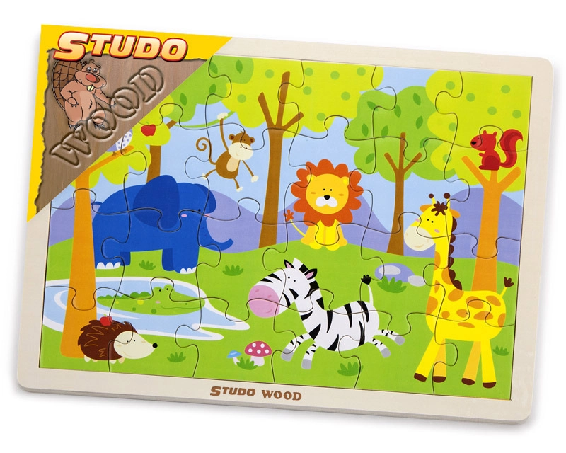 Levně Studo Wood Puzzle safari 24 ks