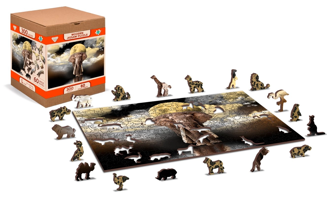Dřevěné puzzle Sloní sny 2v1