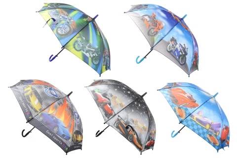 Vystřelovací deštník s motivem aut a motorek