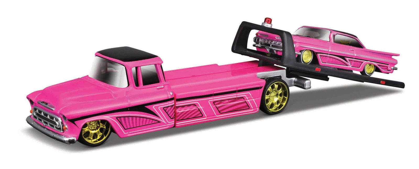Levně Maisto Design Elite Transport 1957 Chevrolet Flatbed + 1959 Chevrolet Impala SS 1:64