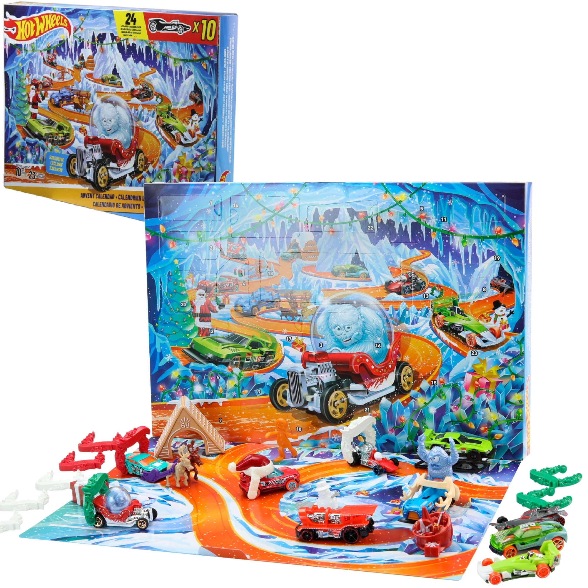 Hot Wheels adventní kalendář s 10 autíčky a doplňky