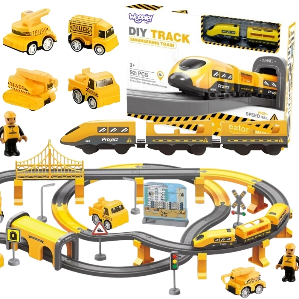 Woopie elektrická vláčkodráha – stavební tým, 92 dílů