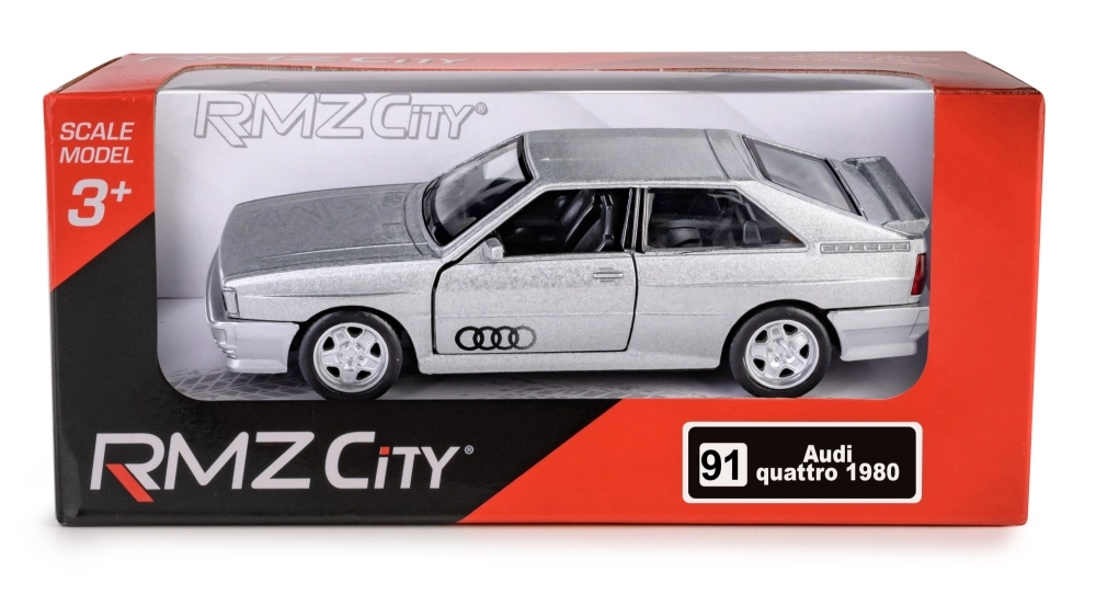 Kovový model RMZ City Audi Quattro Coupé stříbrný 1:35 s pull-back