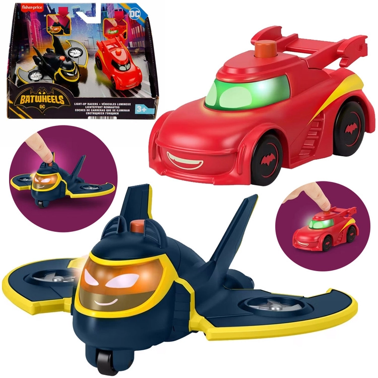 Batwheels Svítící auto 2ks Redbird & Batwing Fisher Price