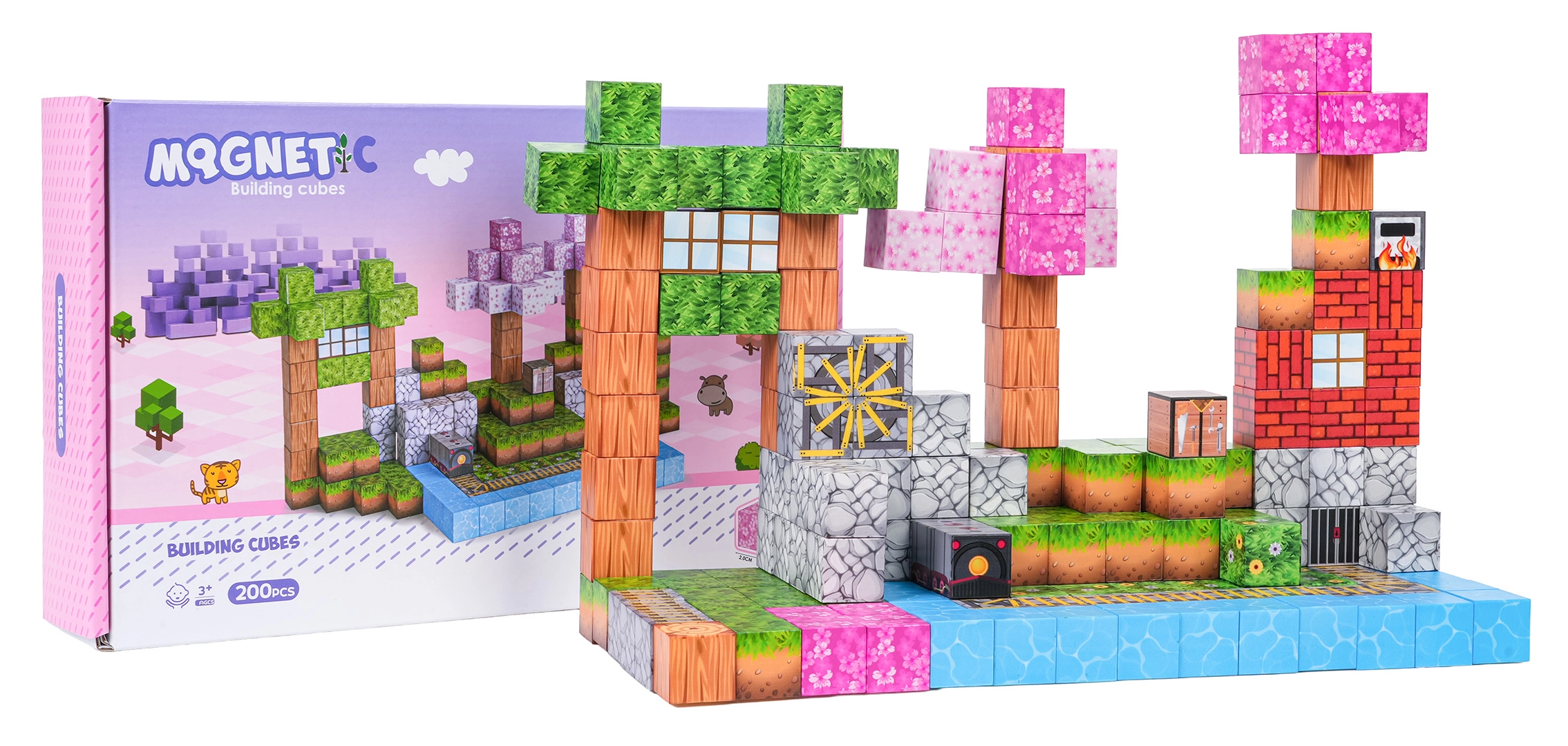 magnetické stavební kostky 3D, sada 200 ks