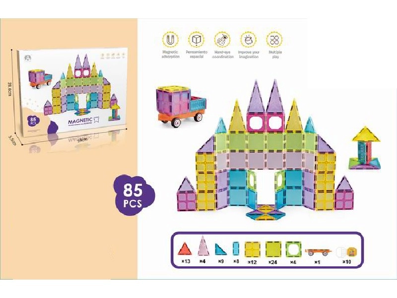 Magnetické stavebnice 3D – sada 85 dílků