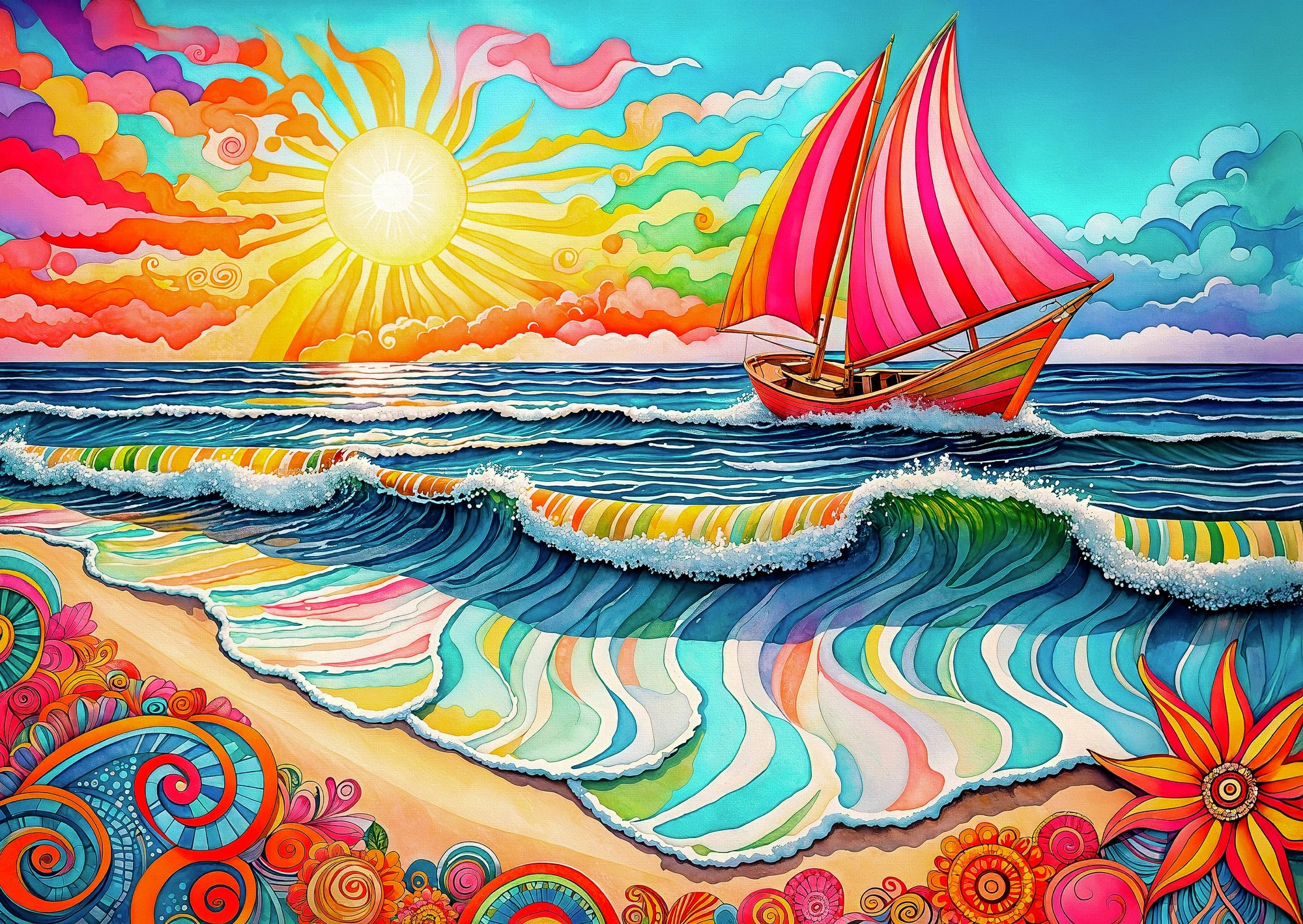 Enjoy puzzle Plavba při východu slunce 1000 dílků