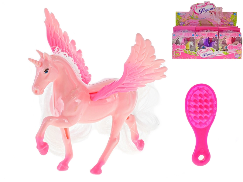 Kouzelný jednorožec s křídly 12,5 cm s hřebínkem