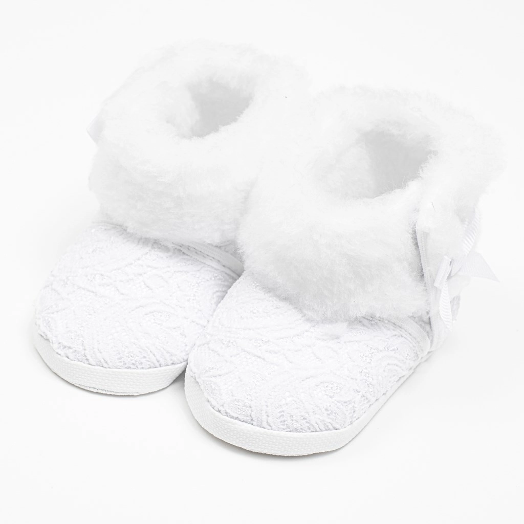 kojenecké zimní krajkové kozačky new baby bílé 3–6 měsíců