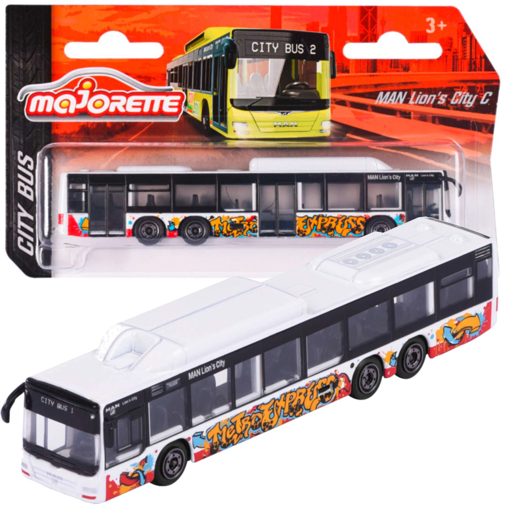 Městský autobus MAN Lion's City C – bílý model Majorette