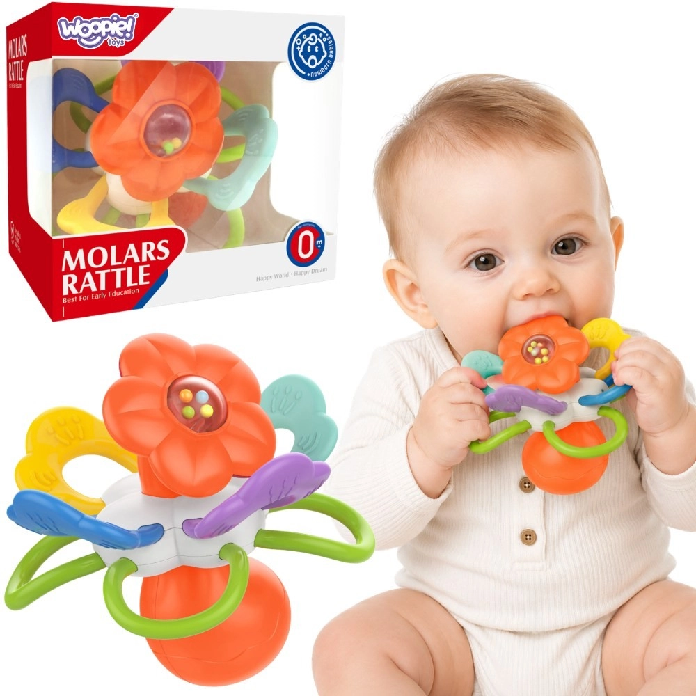 WOOPIE BABY senzorické chrastítko a kousátko květina pro miminka 0m+