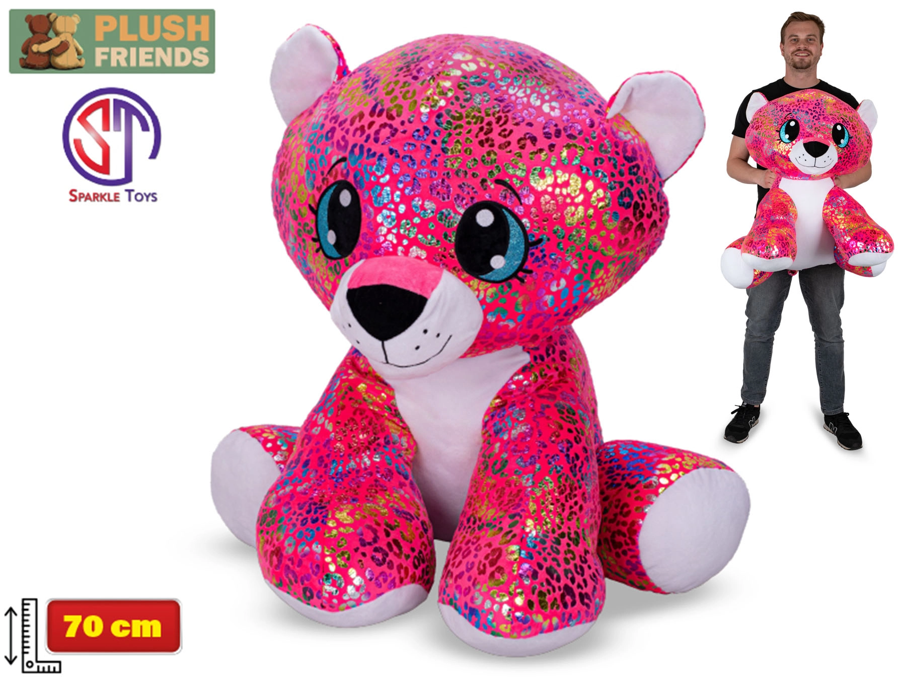 Plyšový leopard s duhovým třpytem 70 cm – Plush Friends Star Sparkle