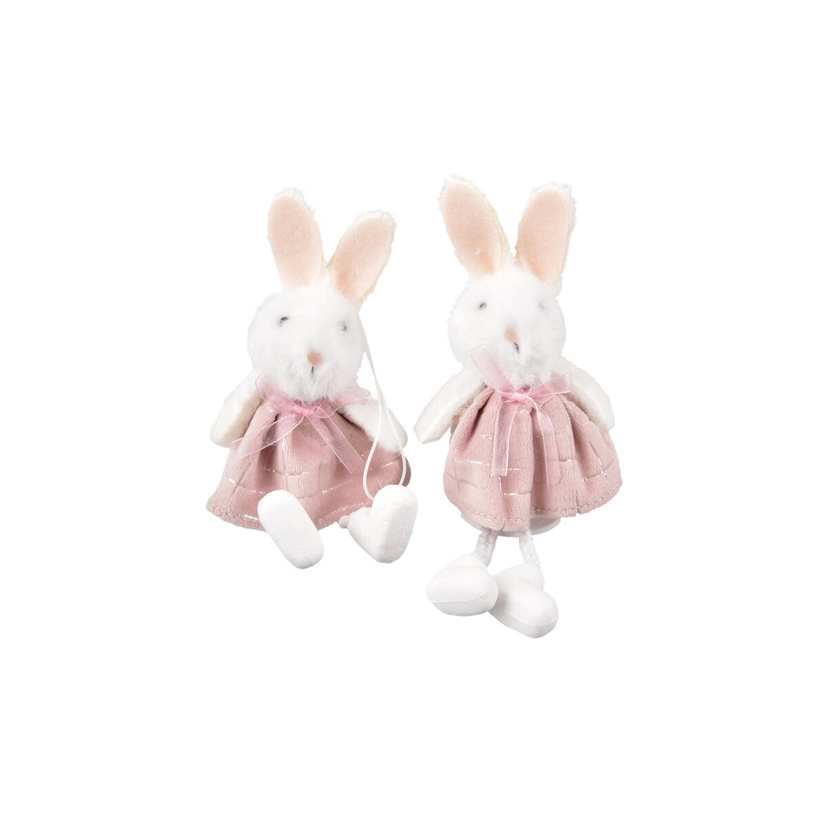 Dekorativní zajíc z polyesteru růžový/bílý 15 cm (2 varianty)
