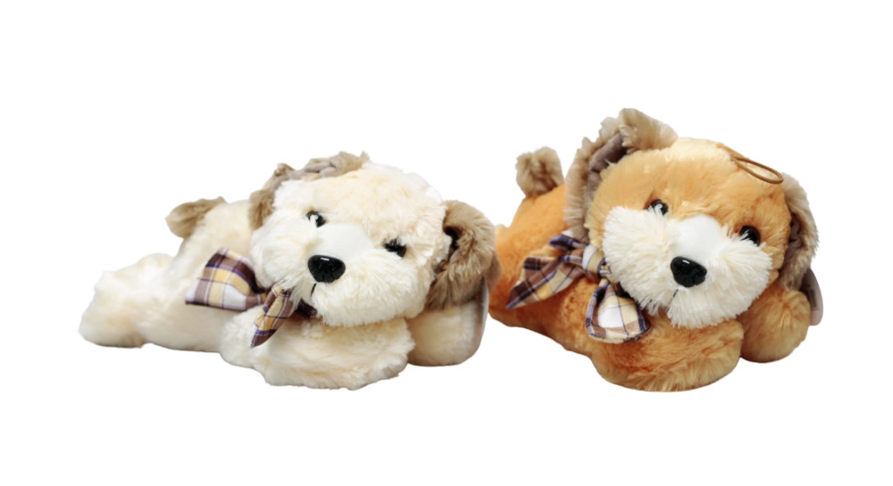 plyšový ležící štěně střední