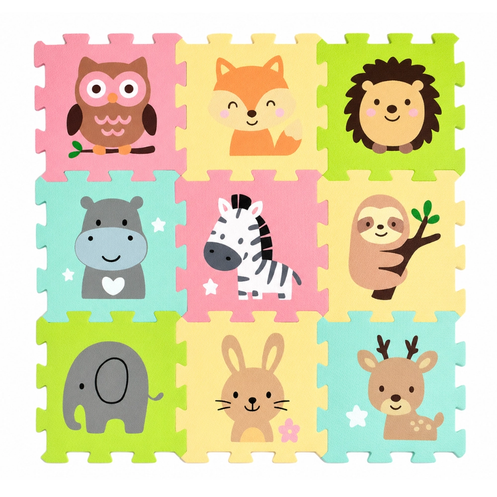 Petite&Mars pěnové podlahové puzzle Nexli safari friends 9 ks