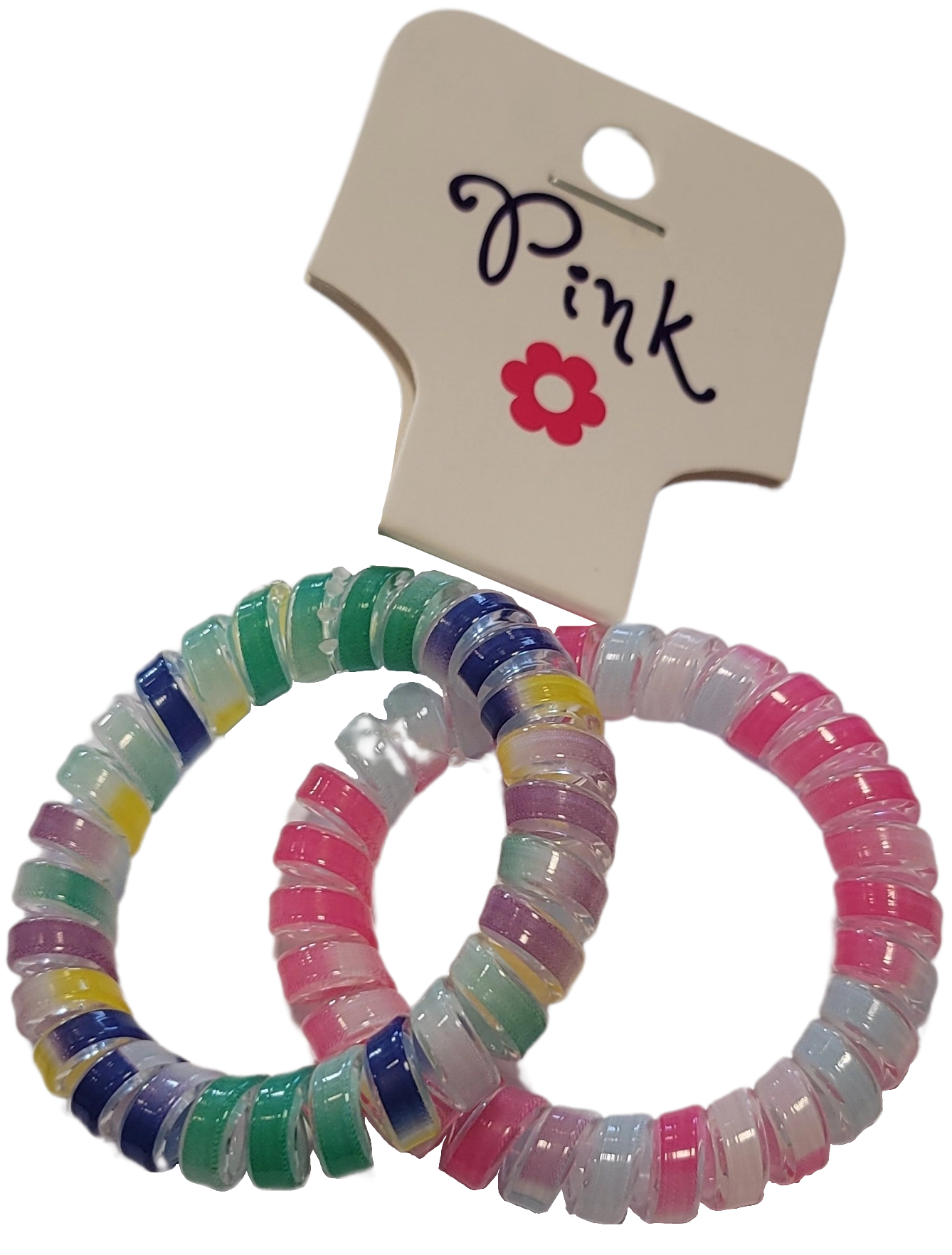 Spirálové gumičky do vlasů PINK, barevné, 2 ks