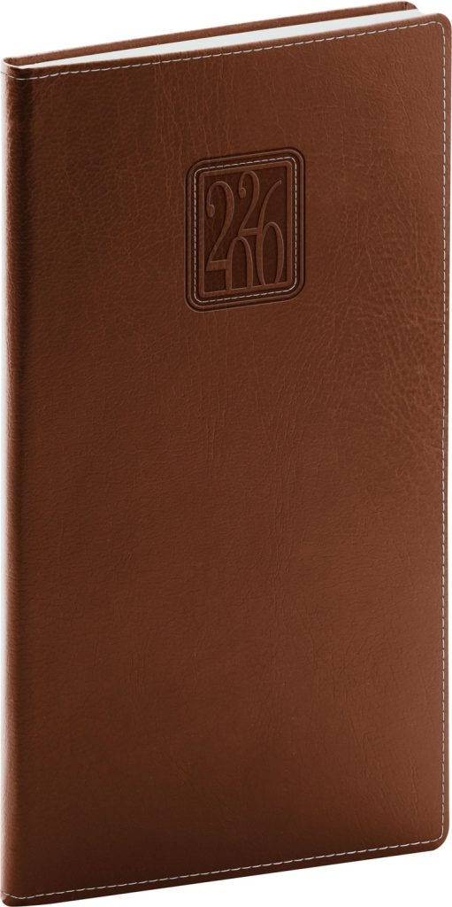 NOTIQUE Kapesní diář Panama 2026, hnědý, 9 x 15,5 cm Presco Group