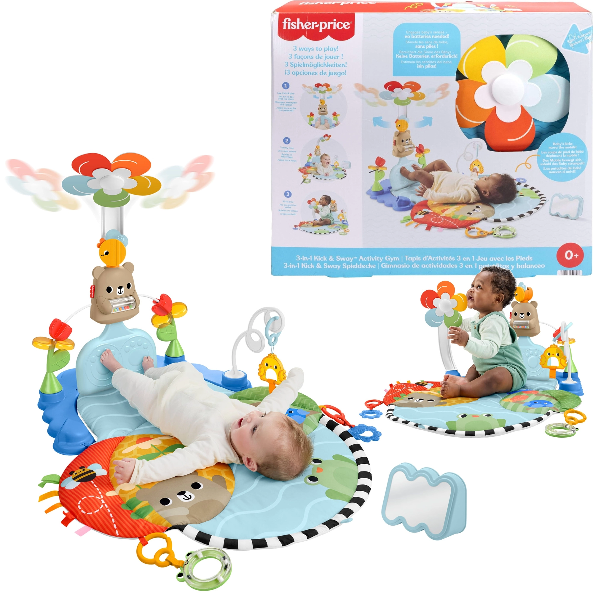 Levně Fisher-Price edukativní senzorická hrací deka 3v1 kopni a roztoč