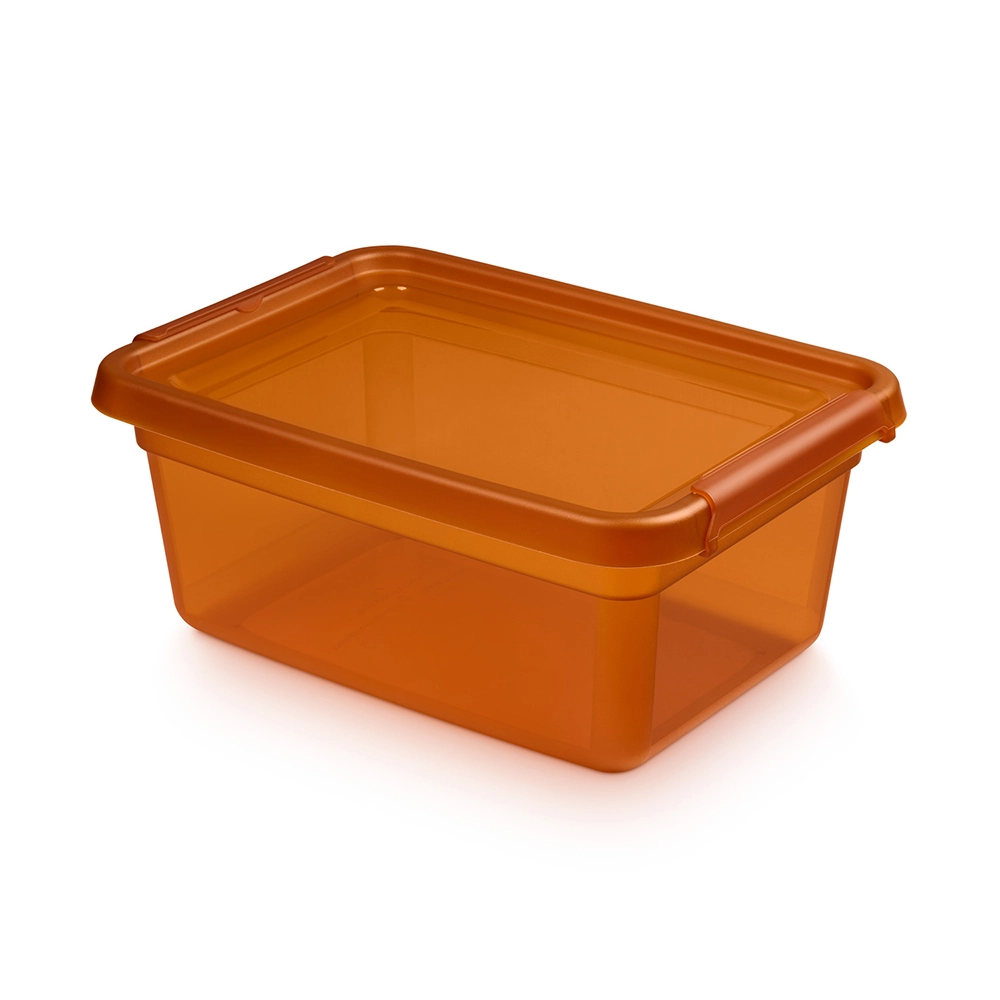 Levně Basestore úložný box s víkem a klipsy amber 12,5 l
