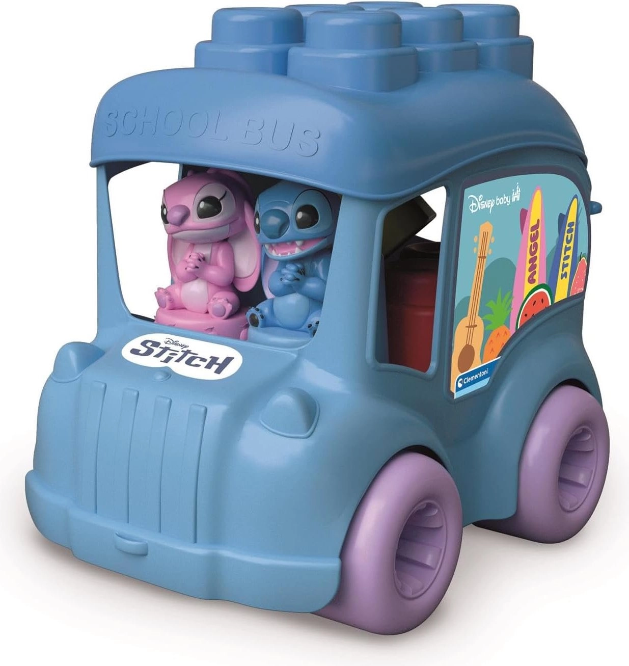 Měkký autobus s kostkami ANGEL a STITCH – BABY CLEMENTONI Soft Clemmy
